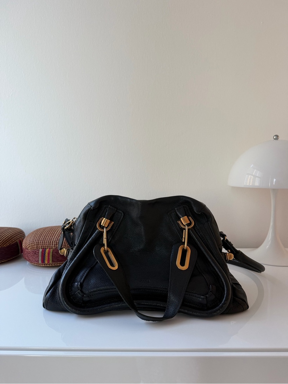 Chloé Paraty Medium | Top Handle w/Shoulder strap | Black Leather | Authentic